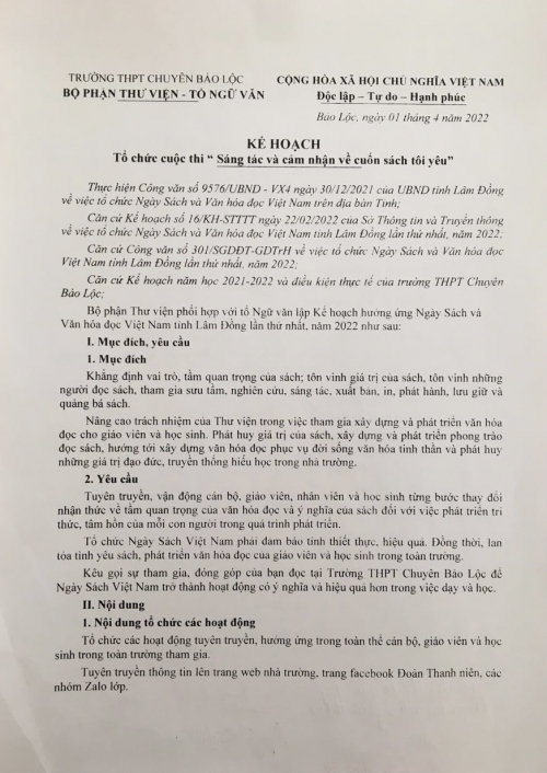 Cuộc thi "Sáng tác và cảm nhận về cuốn sách tôi yêu"