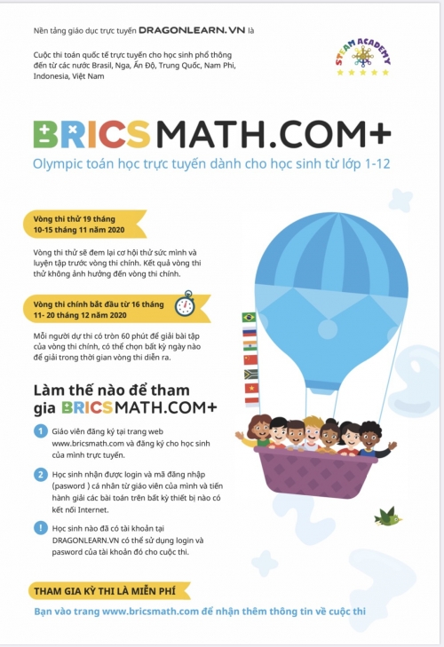  Kỳ thi Olympic Toán học trực tuyến quốc tế Bricsmath.com